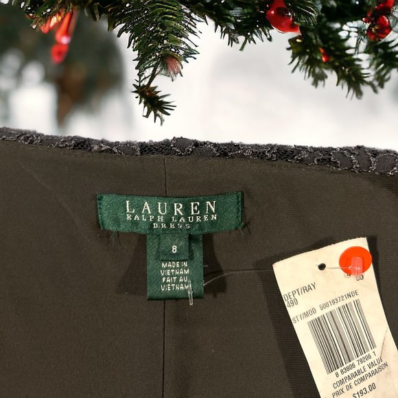 Ralph Lauren Size 8 Long Sleeve Sequin Lace Ruffle Cocktail Dress - Picture 8 of 8